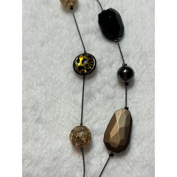 Chunky Layered Black/Brown Animal Cheetah print Adjustable Fashion Necklace - Picture 3 of 4